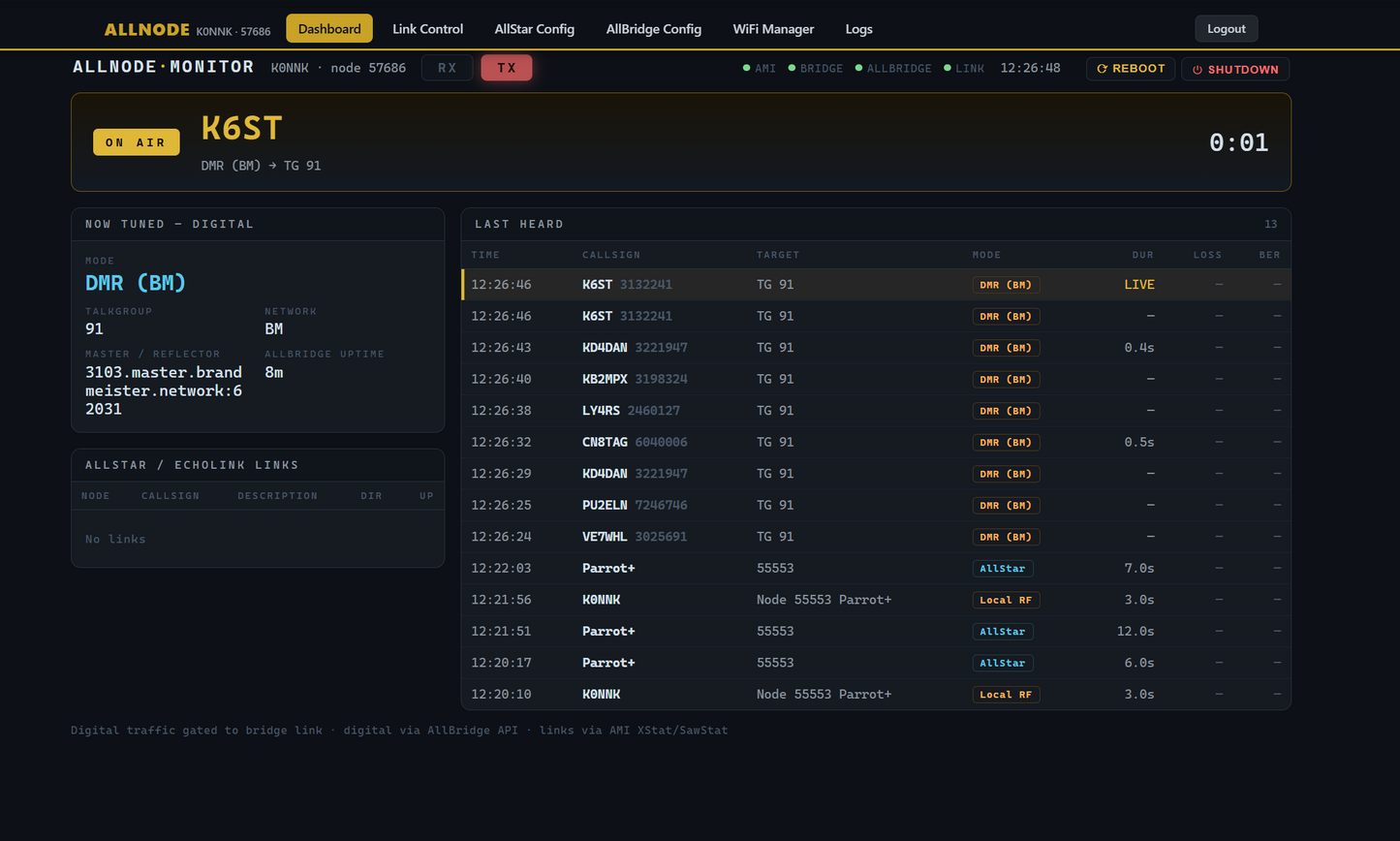 Allnode Plus - Allstar, Echolink, DMR, YSF, NXDN, P25, M17 over analog FM hotspot