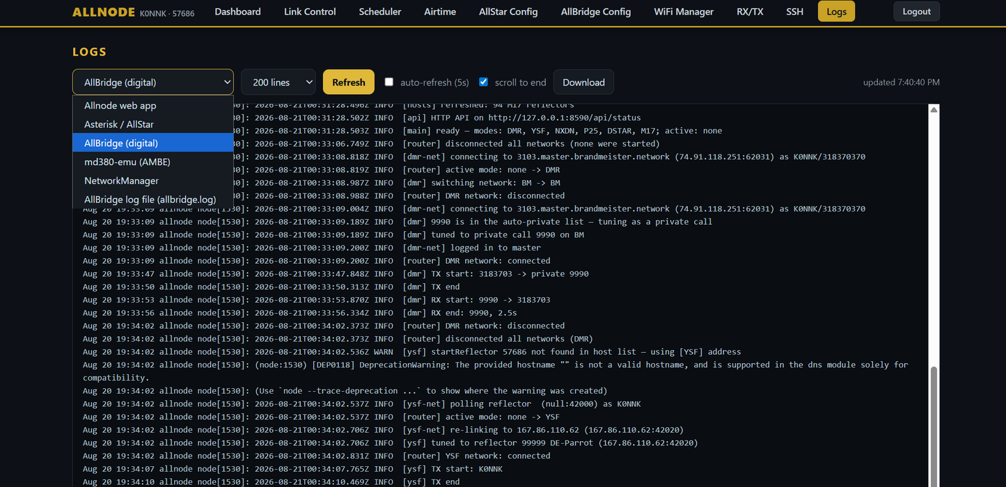 Allnode Plus - Allstar, Echolink, DMR, YSF, NXDN, P25, M17 over analog FM hotspot